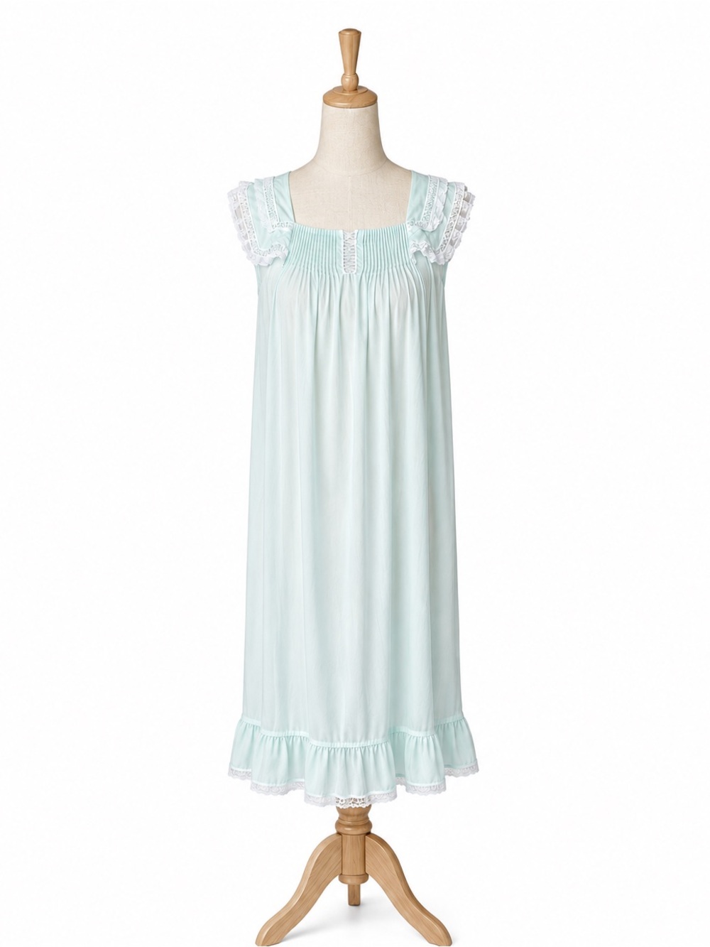 Vintage Barbizon Blue Lace Trim Nightgown Small Coquette